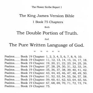 A king james version bible with the names of all 7 5 chapters.