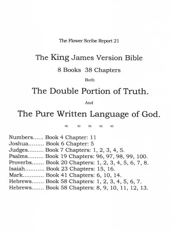 A table with the numbers and names of books.